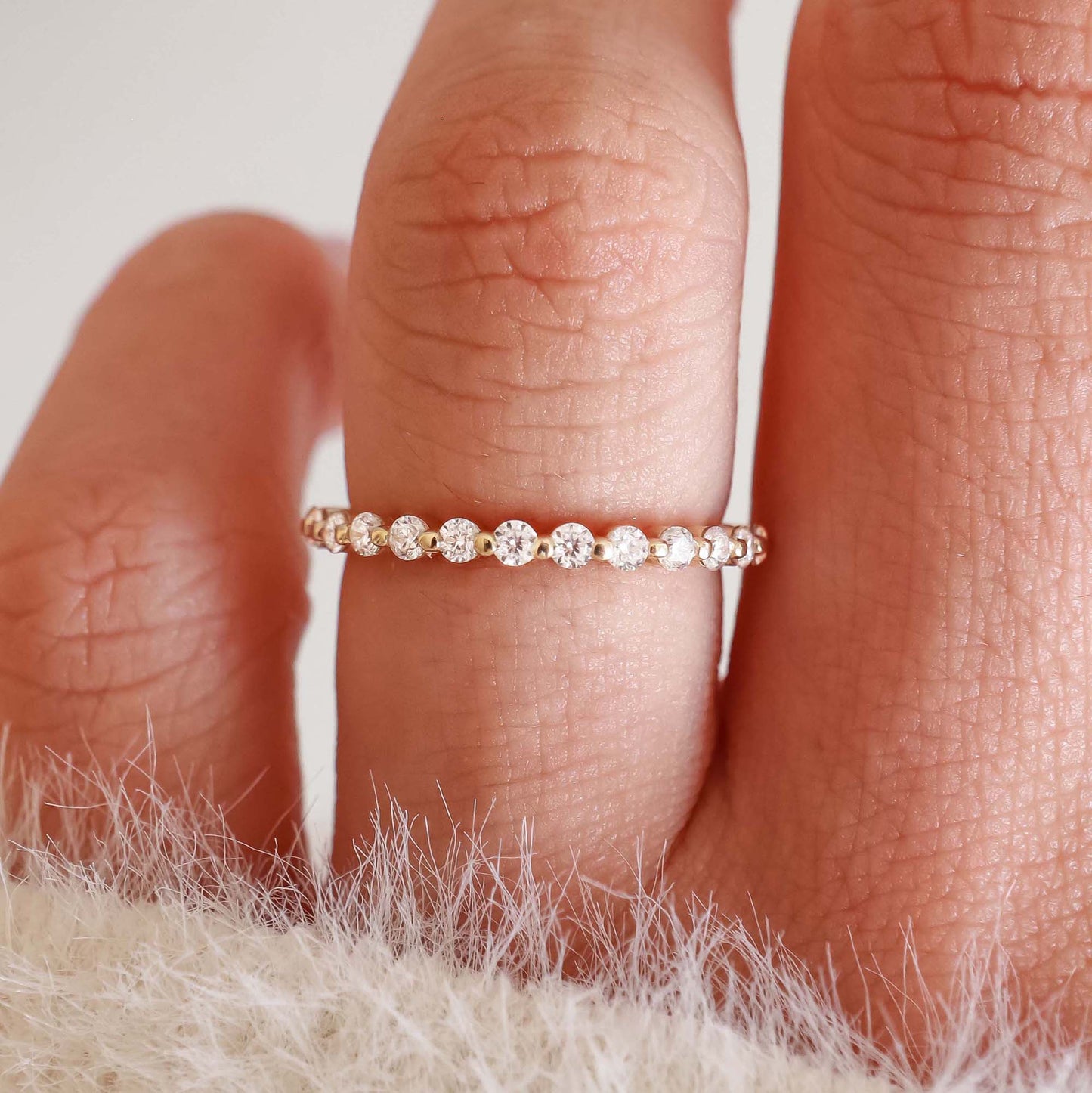 Abriellé Floating Round Semi Eternity Band Ring